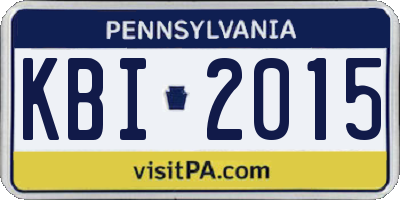 PA license plate KBI2015