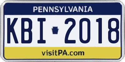 PA license plate KBI2018