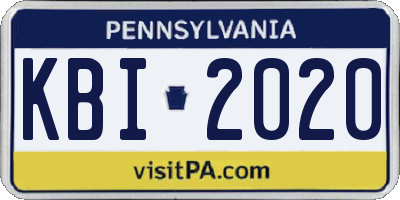 PA license plate KBI2020
