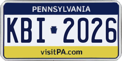 PA license plate KBI2026