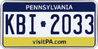 PA license plate KBI2033
