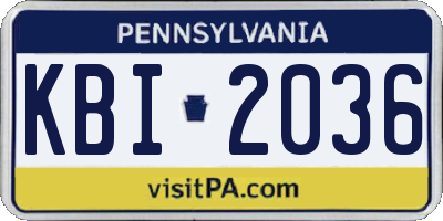 PA license plate KBI2036