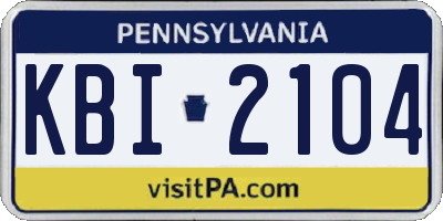 PA license plate KBI2104