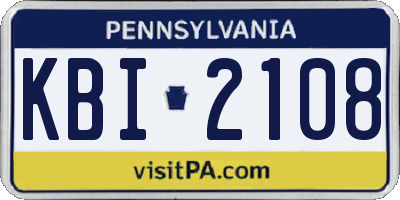 PA license plate KBI2108