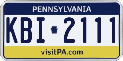 PA license plate KBI2111