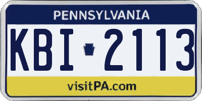 PA license plate KBI2113