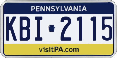 PA license plate KBI2115