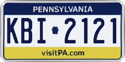 PA license plate KBI2121