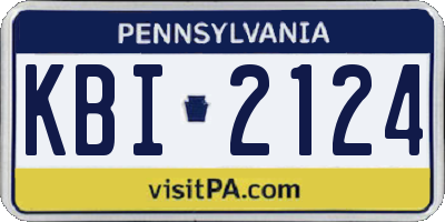 PA license plate KBI2124