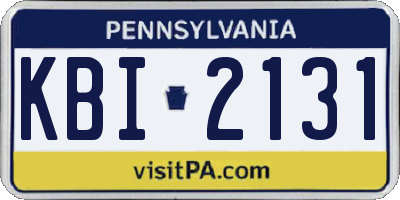 PA license plate KBI2131