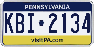PA license plate KBI2134