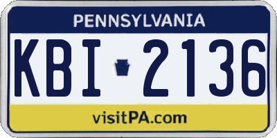 PA license plate KBI2136
