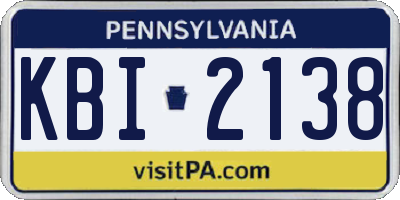 PA license plate KBI2138