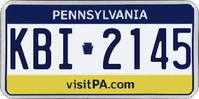 PA license plate KBI2145