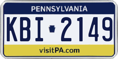 PA license plate KBI2149