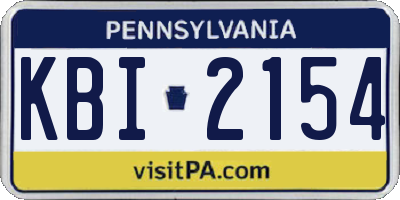 PA license plate KBI2154