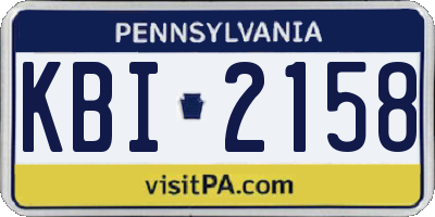 PA license plate KBI2158