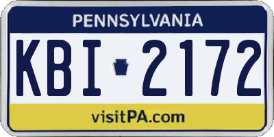 PA license plate KBI2172