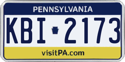 PA license plate KBI2173