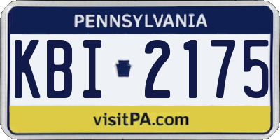 PA license plate KBI2175