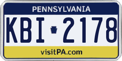PA license plate KBI2178