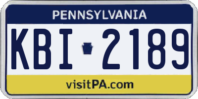 PA license plate KBI2189