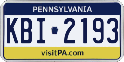 PA license plate KBI2193