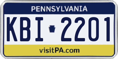 PA license plate KBI2201