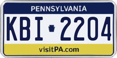 PA license plate KBI2204