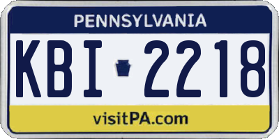 PA license plate KBI2218