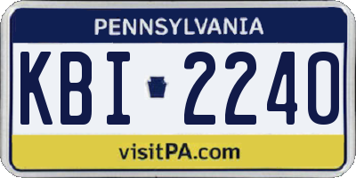 PA license plate KBI2240