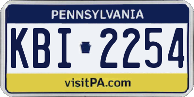 PA license plate KBI2254