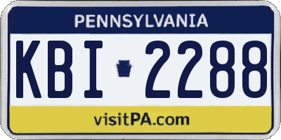 PA license plate KBI2288