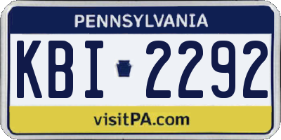 PA license plate KBI2292