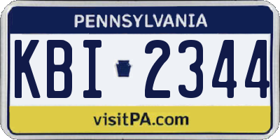 PA license plate KBI2344