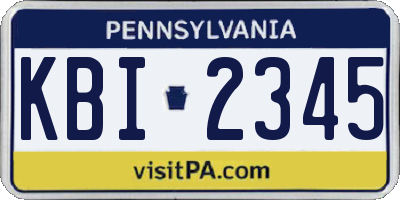 PA license plate KBI2345