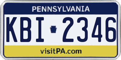 PA license plate KBI2346