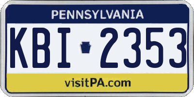 PA license plate KBI2353