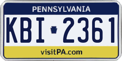 PA license plate KBI2361