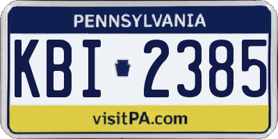 PA license plate KBI2385