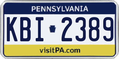 PA license plate KBI2389