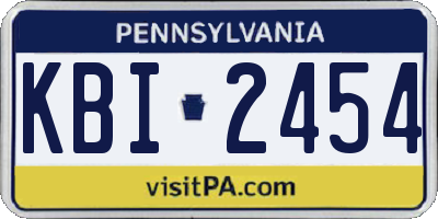 PA license plate KBI2454