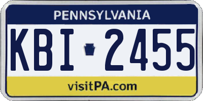 PA license plate KBI2455