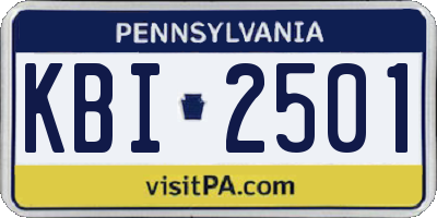 PA license plate KBI2501