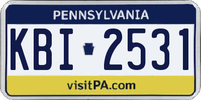 PA license plate KBI2531