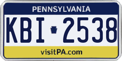 PA license plate KBI2538