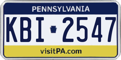 PA license plate KBI2547