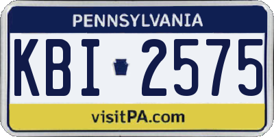 PA license plate KBI2575