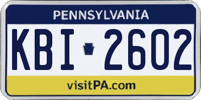 PA license plate KBI2602