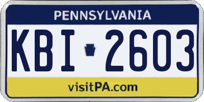 PA license plate KBI2603